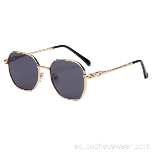 Nueva moda polígono marco pequeño hombres y mujeres street shot gafas de sol gafas de sol de metal gradiente gafas al aire libre s21106